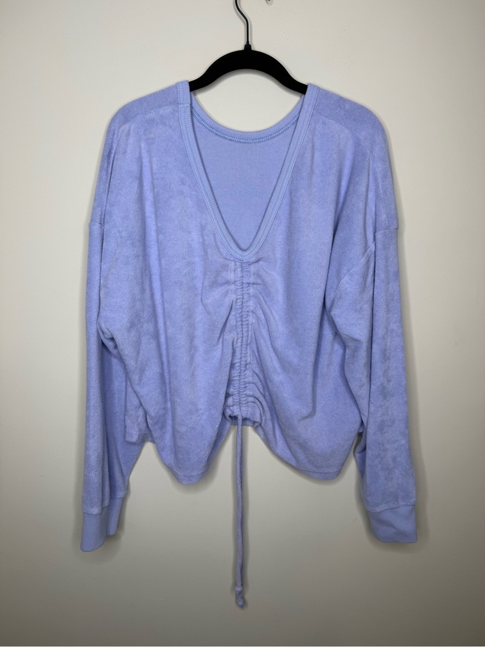 Aerie towel terry cinch sweatshirt in periwinkle